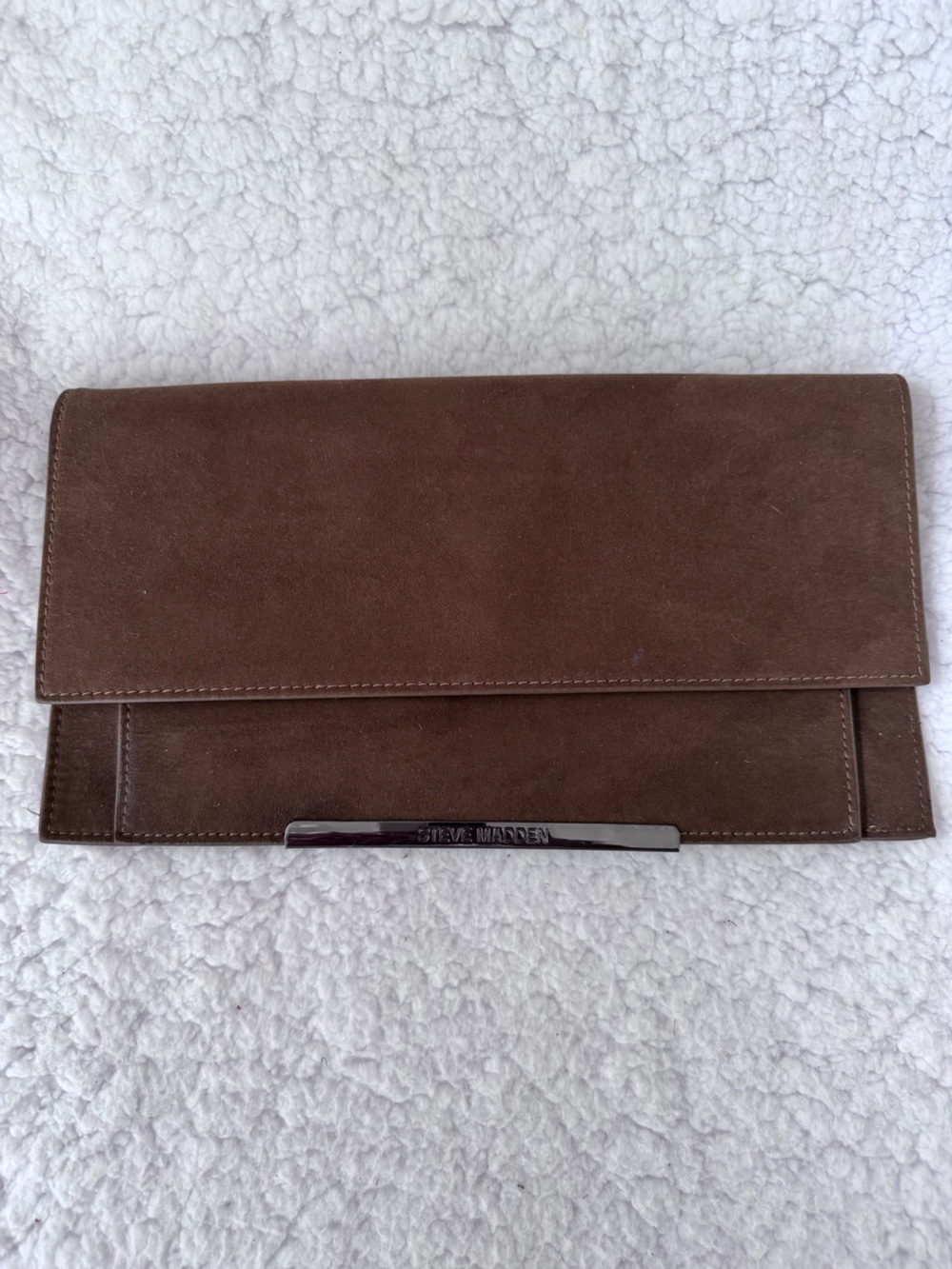 Steve Madden Brown Faux Suede Fold-Over Clutch or shoulder bag